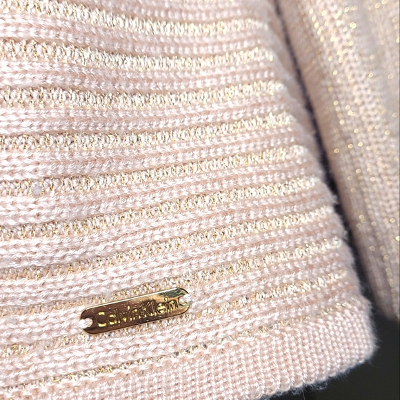 Calvin Klein Cowl Neck Pink Metallic Sweater Women's size Large - Picture 4 of 4